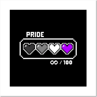 Asexual Pride Videogame Life Bar Hearts Posters and Art